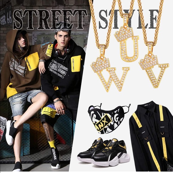 Unisex Crown Initial Necklace  18K Gold Plated - Picture 2 of 5